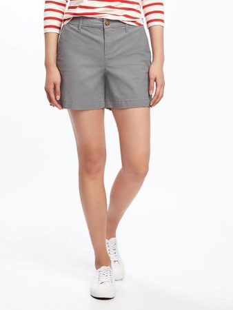 Khaki shorts for women over 50 who are comfortable with a shorter length.