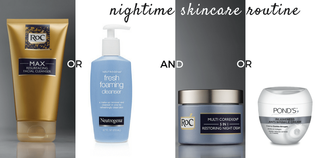 nighttime skincare routine - product collage