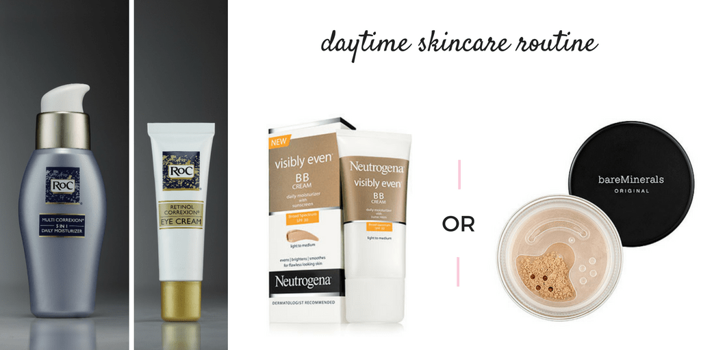 daytime skincare routine - product collage