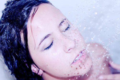 woman in shower