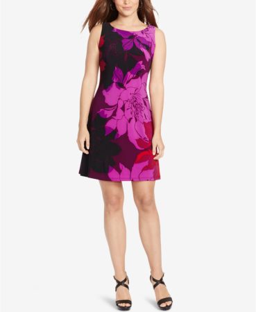 Macy's pink and black shift dress