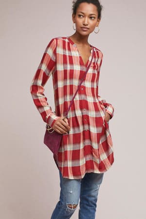 Red Plaid Tunic Anthropologie