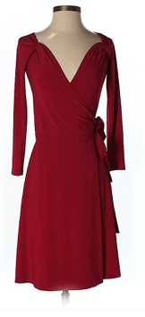 Red wrap dress by Norma Kamali 