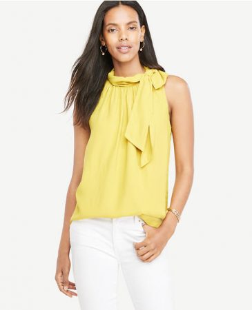 Yellow tie neck halter top