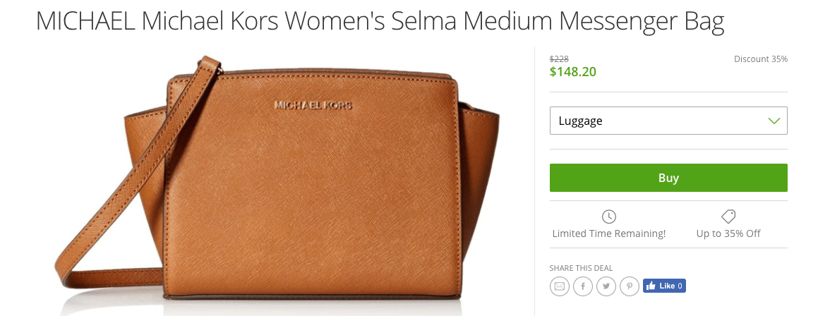 Screenshot of Michael Kors bag at Groupon for $148