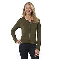 woman wearing olive green cardigan