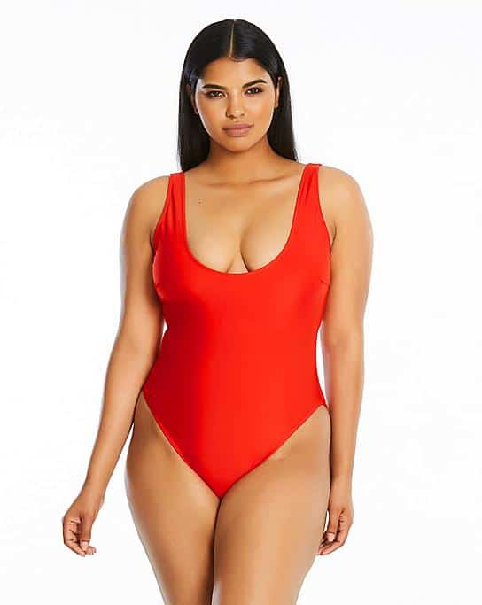 Red one-piece swimsuit