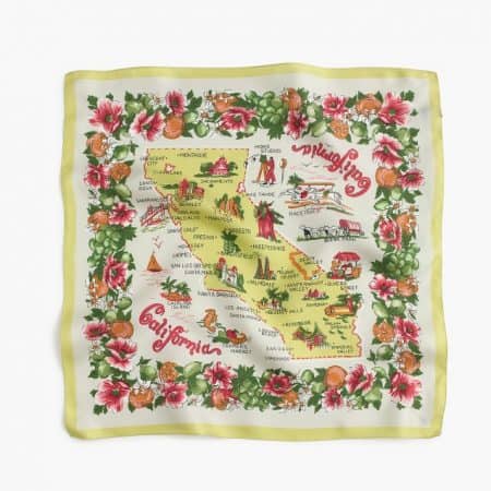 Vintage Silk Scarf with California Theme