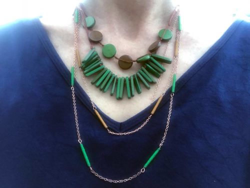 Green and brown exotic necklace