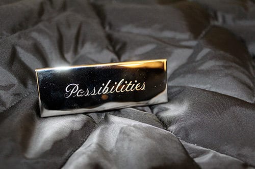 Sentimental gift ideas! Customized lipstick with the word Possibilities