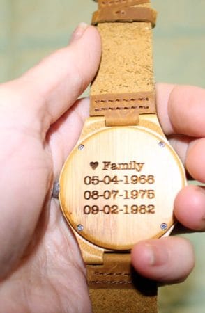 Wooden engraved watch 