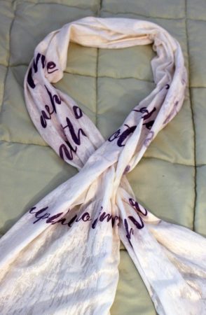 Etsy scarf customized with a quote from Ralph Waldo Emerson