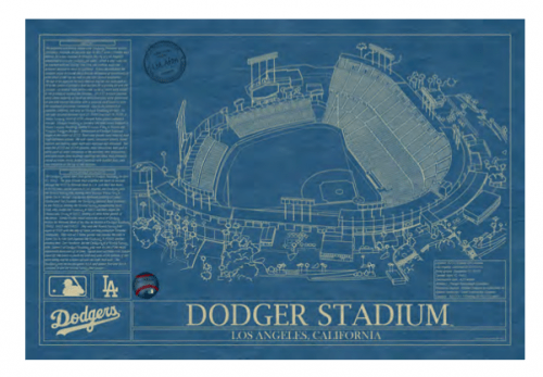 Blueprint of Dodger stadium from UncommonGoods