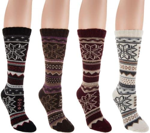 Product shot of four high knee socks